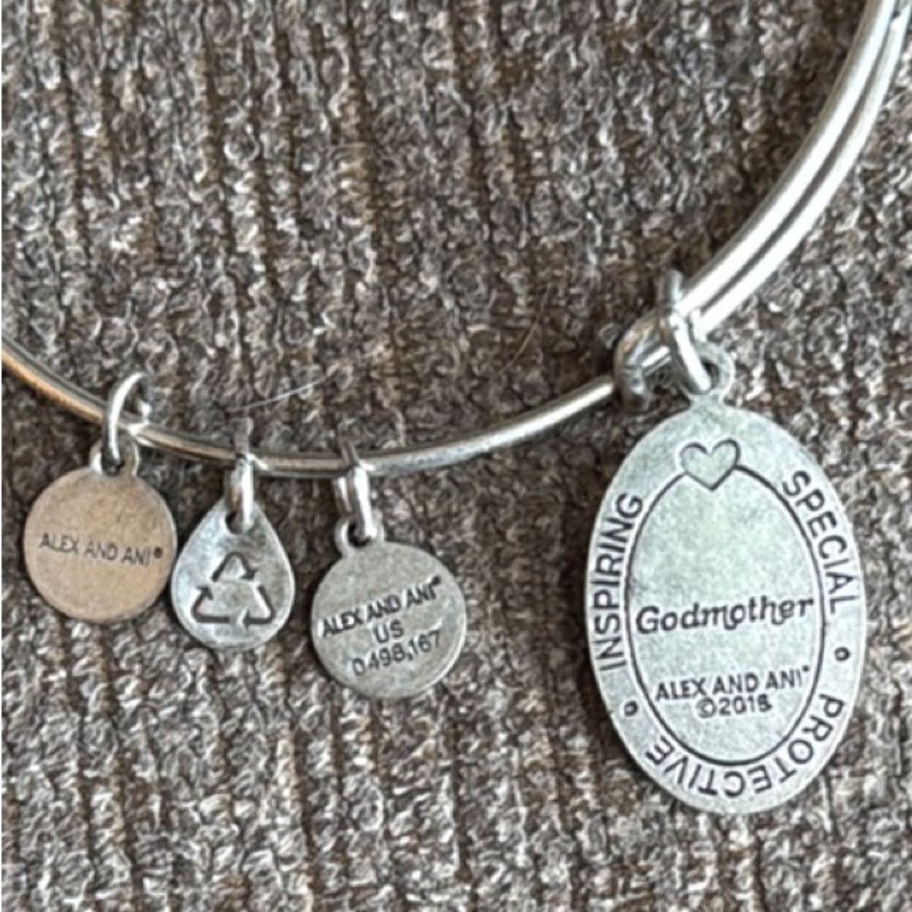 Alex and Ani “Godmother” Silver Charm Bangle Bracelet, used - Picture 2 of 7